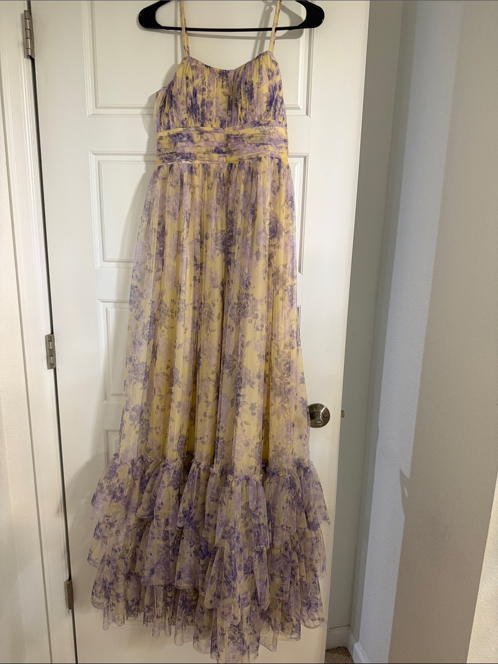 City Studio Yellow and Lavender Floral Maxi Dress